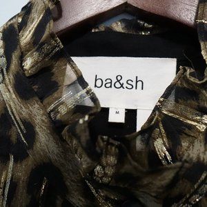 Ba&sh blouse, size medium, silk blend, leopard print with metallic accents.